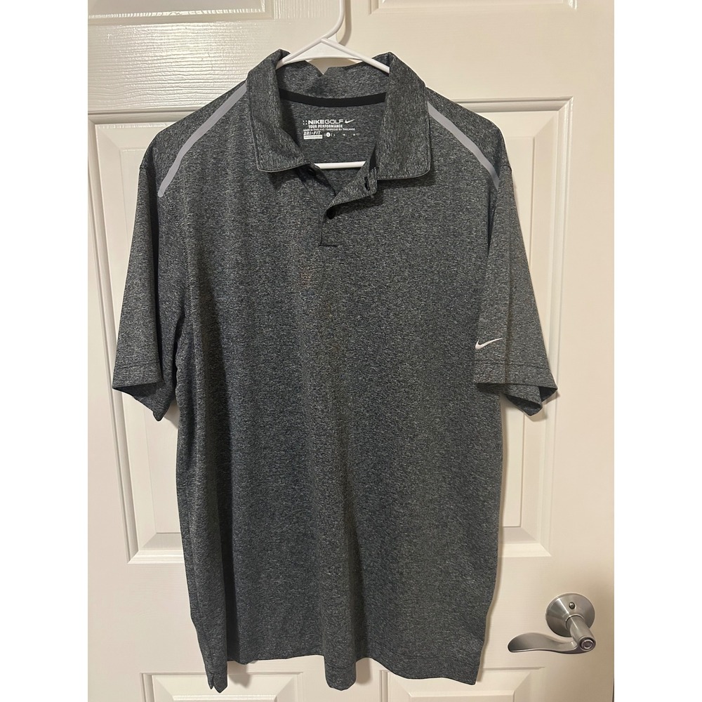 Nike Polo Shirt Mens Large Gray Tour Performance Dri-FIT Short Sleeve Golf Top